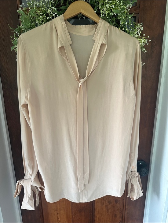 Equipment Tops - Equipment Femme 100% Silk Tie Neck & Cuff Blouse Blush Pink M
